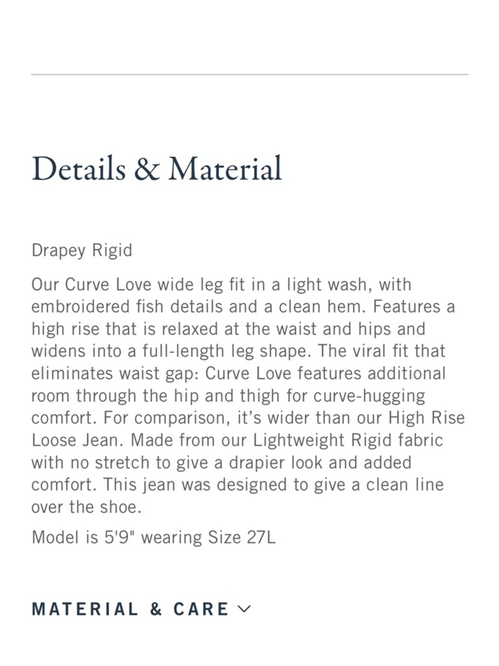 A&F Curve Love High Rise Wide Leg Fish Embroidery Jeans - Picture 11 of 13